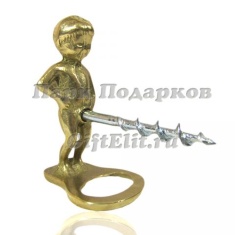 Штопор-открывалка &quot;Мальчик с пальчик&quot; 8см (латунь, золото) Италия